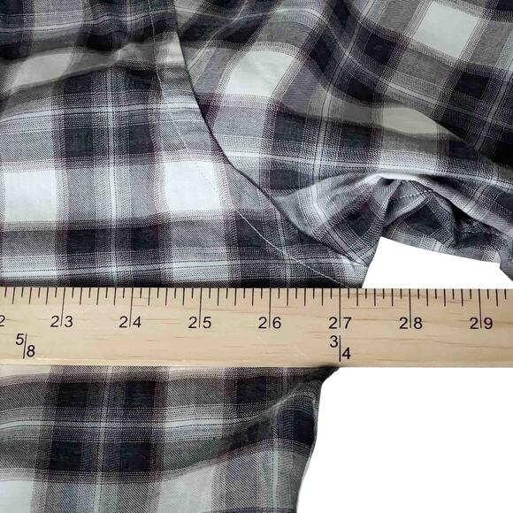 Men's Ermenegildo Zegna Premium Cotton Button Shirt Black White Plaid Size 3XL - Picture 6 of 7